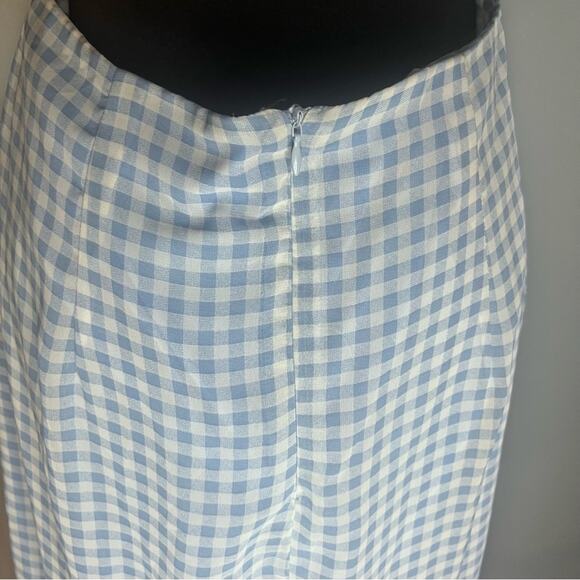 Fashion Union Tall Gingham Picnic Peplum Hem Lace Up Feminine Midi Dress NWT 8T - Picture 6 of 7